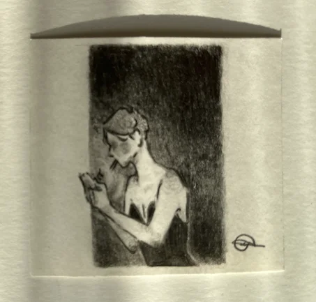 Croquis portrait en noir et blanc au crayon