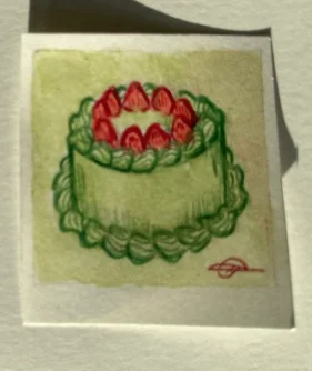 Dessin d un gateau vert illustration coloree