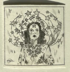 Portrait de Hedy Lamarr dessin en noir et blanc